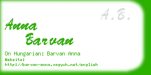 anna barvan business card